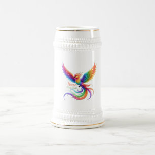 Personalized Rainbow Phoenix Name Birthdate Gift Beer Stein
