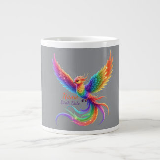 Personalized Rainbow Phoenix Name Birthdate Gift Large Coffee Mug