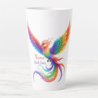 Personalized Rainbow Phoenix Name Birthdate Gift Latte Mug