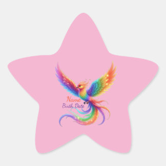 Personalized Rainbow Phoenix Name Birthdate Gift Star Sticker