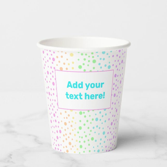 Personalized Rainbow Polka Dots Paper Cups (Back)
