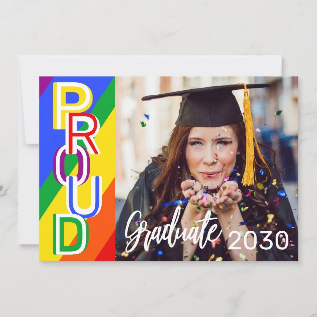 Personalized Rainbow Pride Photo Graduation  Invitation (Front)