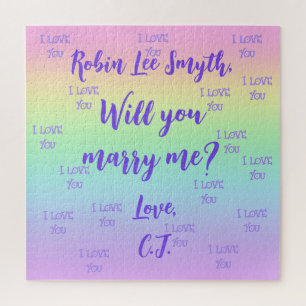 Personalized Rainbow Proposal Jigsaw Puzzle