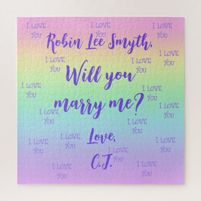Personalized Rainbow Proposal Jigsaw Puzzle (Vertical)