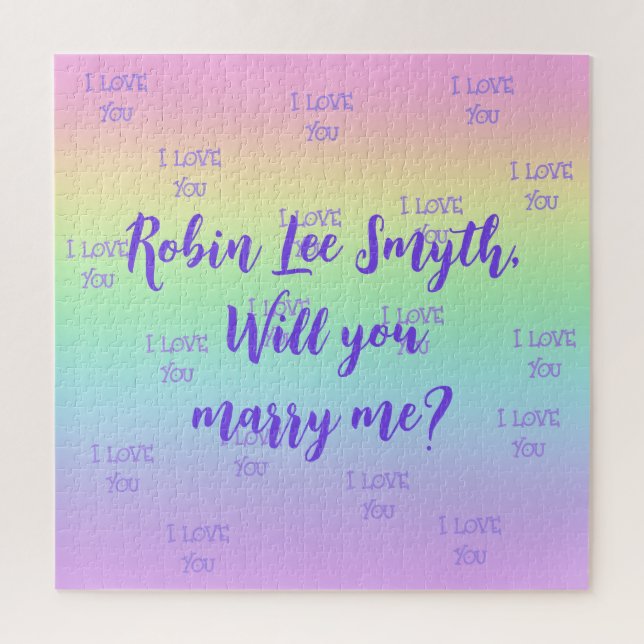 Personalized Rainbow Proposal Jigsaw Puzzle (Vertical)