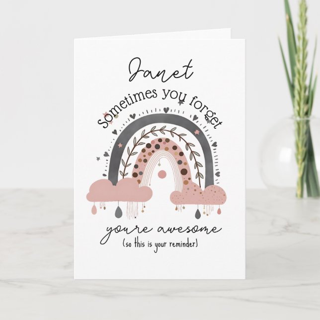 Personalized Rainbow Reminder: You're Awesome! Card (Front)