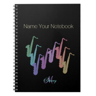 Personalized Rainbow Saxophones Music Notebook
