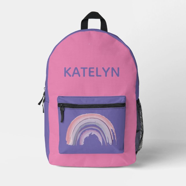 Personalized Rainbow School Backpack with Name (Front)