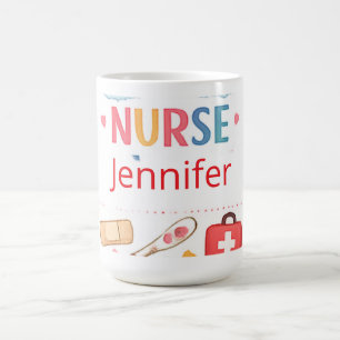 Personalized Rainbow School Nurse Office Sign, Cut Coffee Mug