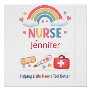 Personalized Rainbow School Nurse Office Sign, Cut Poster