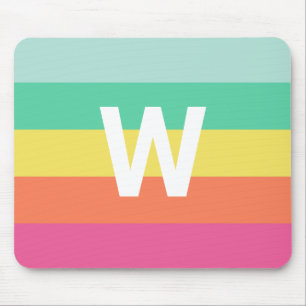 Personalized Rainbow Sherbet Color Block Stripe Mouse Pad
