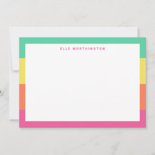 Personalized Rainbow Sherbet Colour Block Stripe Thank You Card