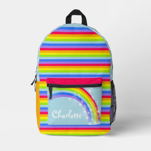 Personalized rainbow sky blue kids school  printed backpack