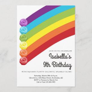 Personalized Rainbow Slime Themed Birthday Party Invitation