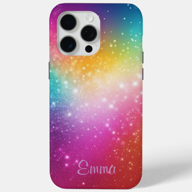 Personalized Rainbow Sparkle Case-Mate iPhone Case (Back)
