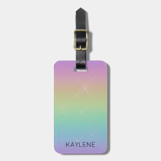 Personalized Rainbow Sparkles Luggage Tag (Front Vertical)