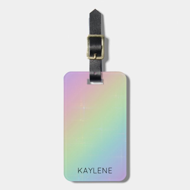 Personalized Rainbow Sparkles Luggage Tag (Front Vertical)