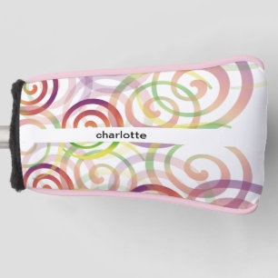 Personalized Rainbow Spiral Pattern Golf Head Cover