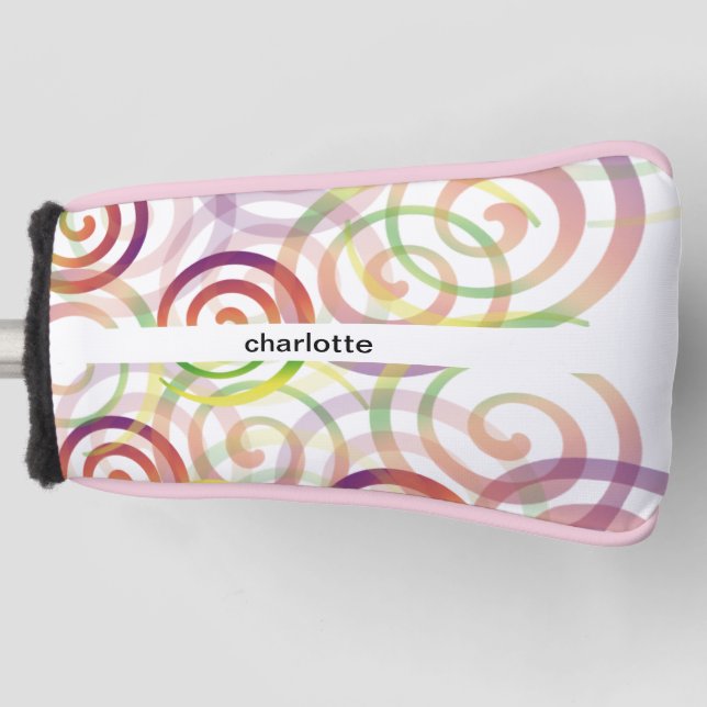 Personalized Rainbow Spiral Pattern Golf Head Cover (Front)