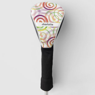 Personalized Rainbow Spirales Pattern Golf Head Cover