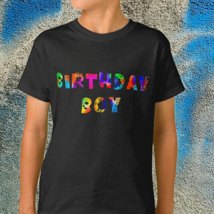 Personalized Rainbow Splash Birthday Boy T-Shirt