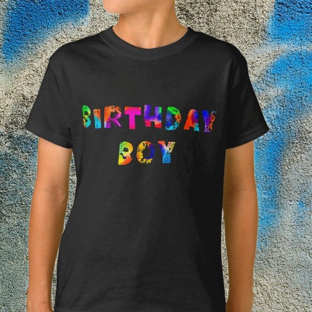 Personalized Rainbow Splash Birthday Boy T-Shirt (Creator Uploaded)