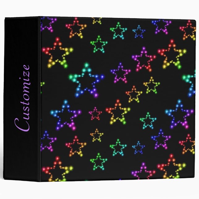 Personalized Rainbow Stars Pattern Binder (Front/Spine)