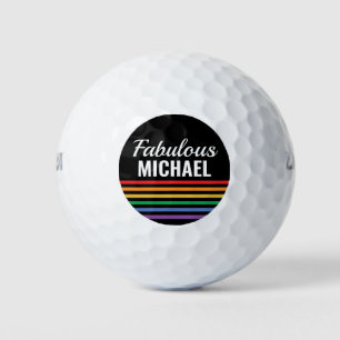 Personalized Rainbow Stripes Black LGBT Custom Golf Balls