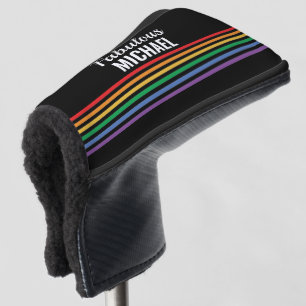 Personalized Rainbow Stripes Black LGBT Custom Golf Head Cover
