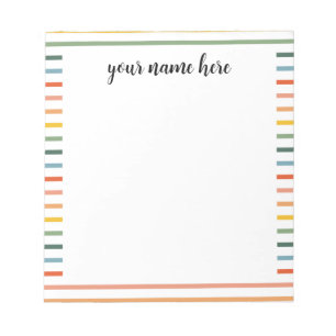 Personalized Rainbow Stripes Notepad