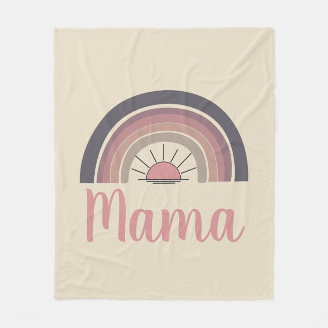 Personalized rainbow sun Mama Fleece Blanket (Front)