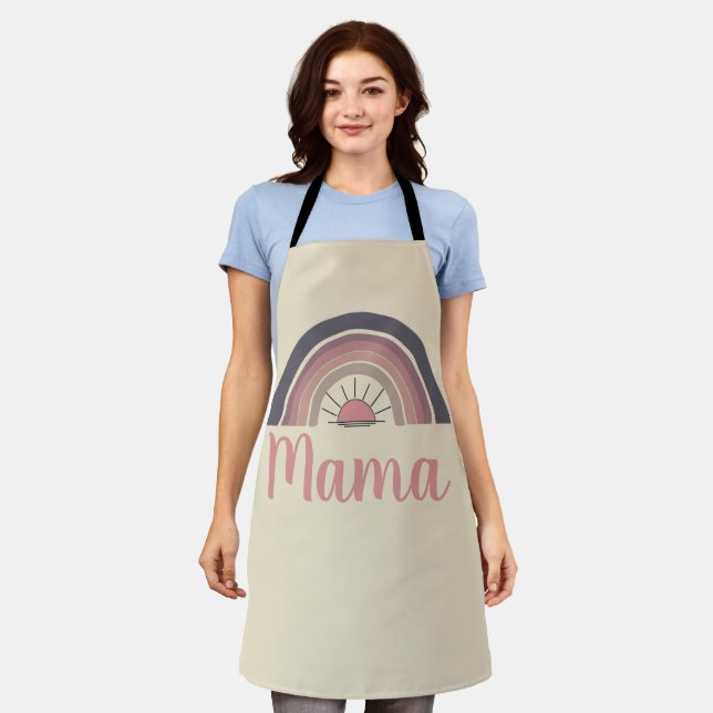 Personalized rainbow sun Mama gift Apron (Worn)