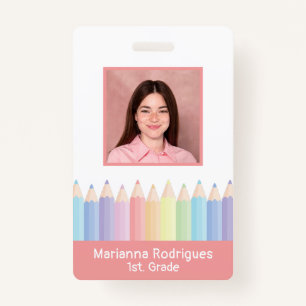 Personalized Rainbow Teacher Name Photo ID Badge