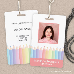 Personalized Rainbow Teacher Name Photo ID Badge