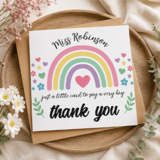 Personalized Rainbow Teacher Thank You Card