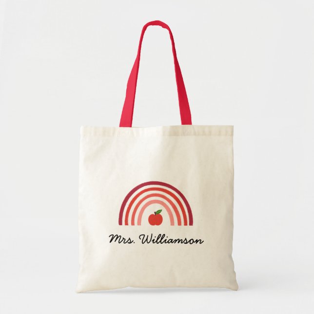 Personalized Rainbow Teacher Tote Bag (Front)
