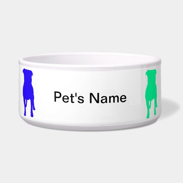 Personalized Rainbow Terrier 2 Pet Bowl (Front)