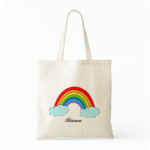 Personalized Rainbow Tote Bag with Custom Name