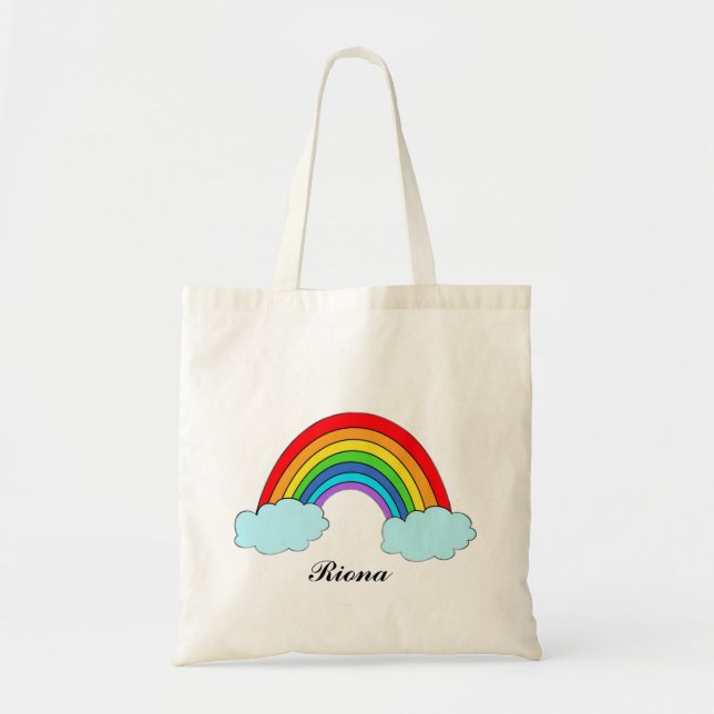 Personalized Rainbow Tote Bag with Custom Name  (Front)