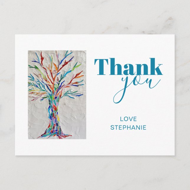 Personalized Rainbow Tree Thank You  Postcard (Front)