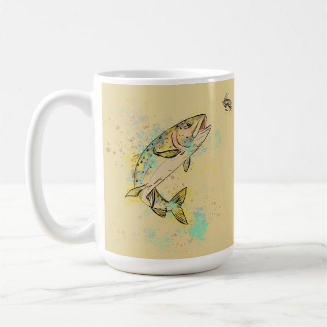 Personalized Rainbow Trout 15oz. Ceramic Mug (Left)