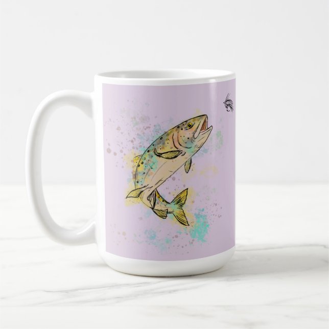 Personalized Rainbow Trout 15oz. Ceramic Mug (Left)