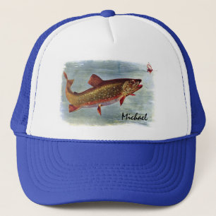 Personalized Rainbow Trout Chasing a Fly Lure Trucker Hat