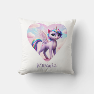 Personalized Rainbow Unicorn Cat Throw Pillow