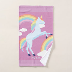 Personalized Rainbow Unicorn Hand Towel