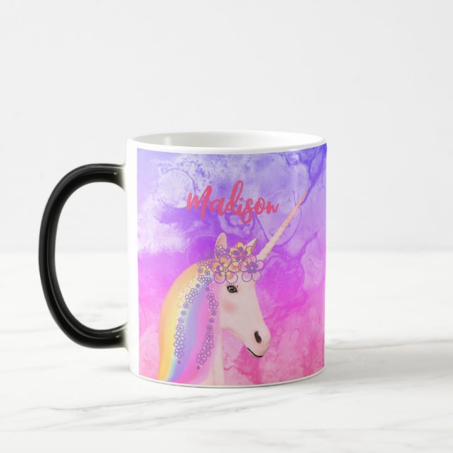 Personalized Rainbow Unicorn Hot Chocolate Kids Magic Mug (Left)