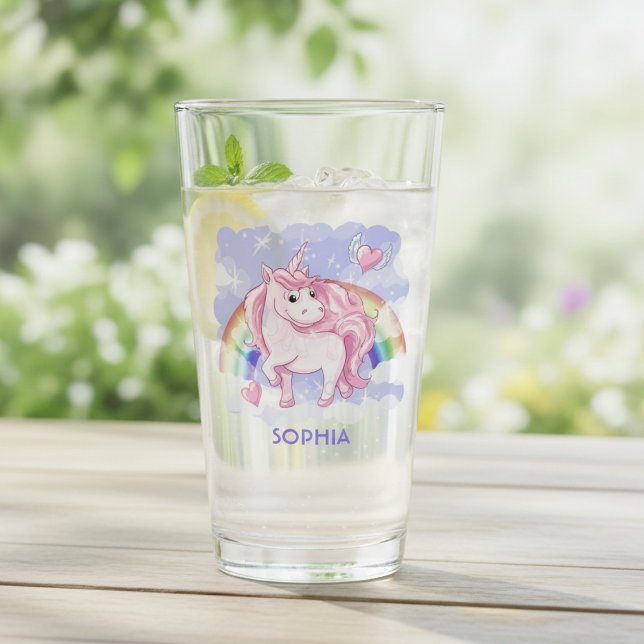 Personalized Rainbow Unicorn Name Gift Glass (Creator Uploaded)