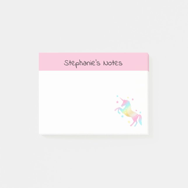 Personalized Rainbow Unicorn Post-it Notes (Front)