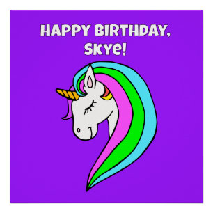 Personalized Rainbow Unicorn Poster