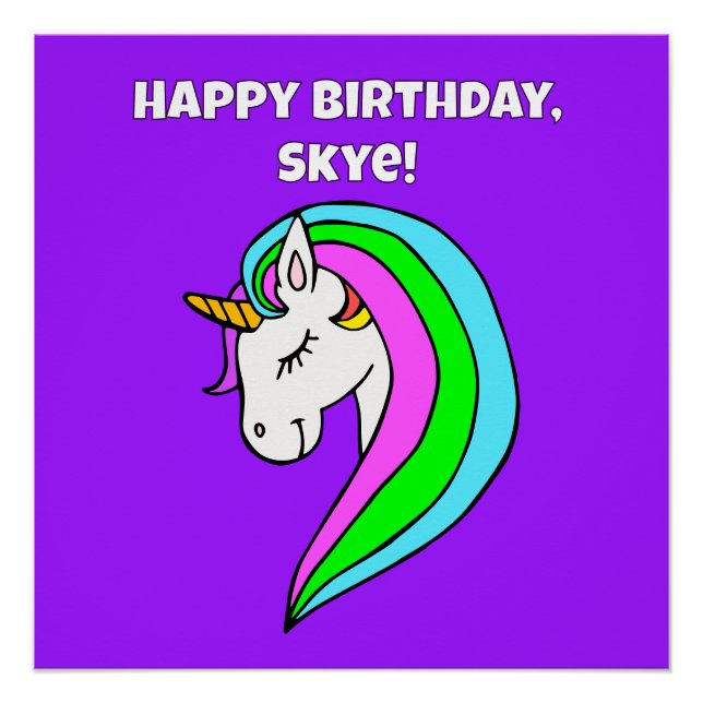 Personalized Rainbow Unicorn Poster (Front)